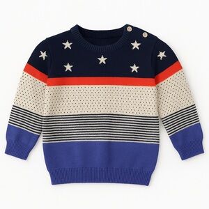 Mayoral Navy & Cream Star Wool Blend Sweater – Size 12M